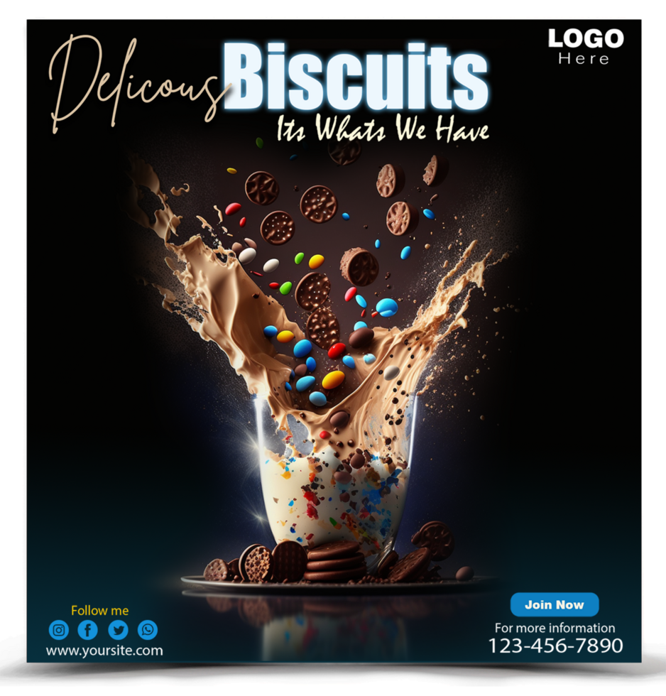 Delicious Biscuits Social media post template design. psd