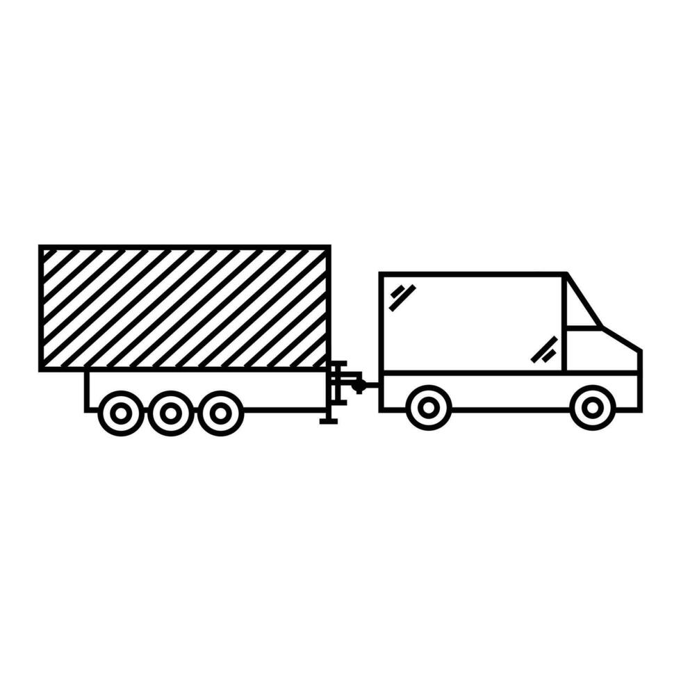 camión carga vehículo negro y blanco aislado icono vector ilustración diseño. caravana icono, casa rodante para de viaje por camión. Moviente casa