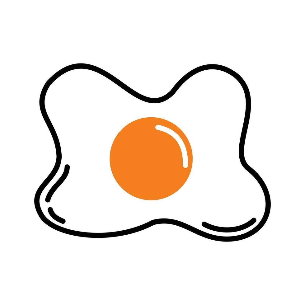 fried egg icon on white background. breakfast food concept. vector illustration. Sunny side up egg icon symbol. Complementary white bread for breakfast