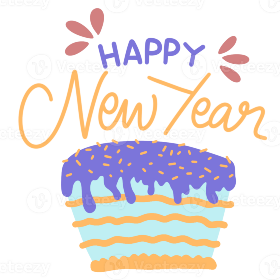Happy new year cake element png
