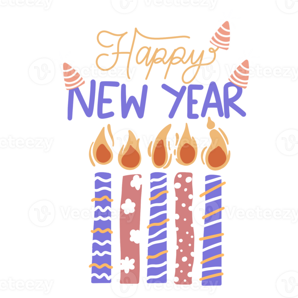 Happy new year candle element png
