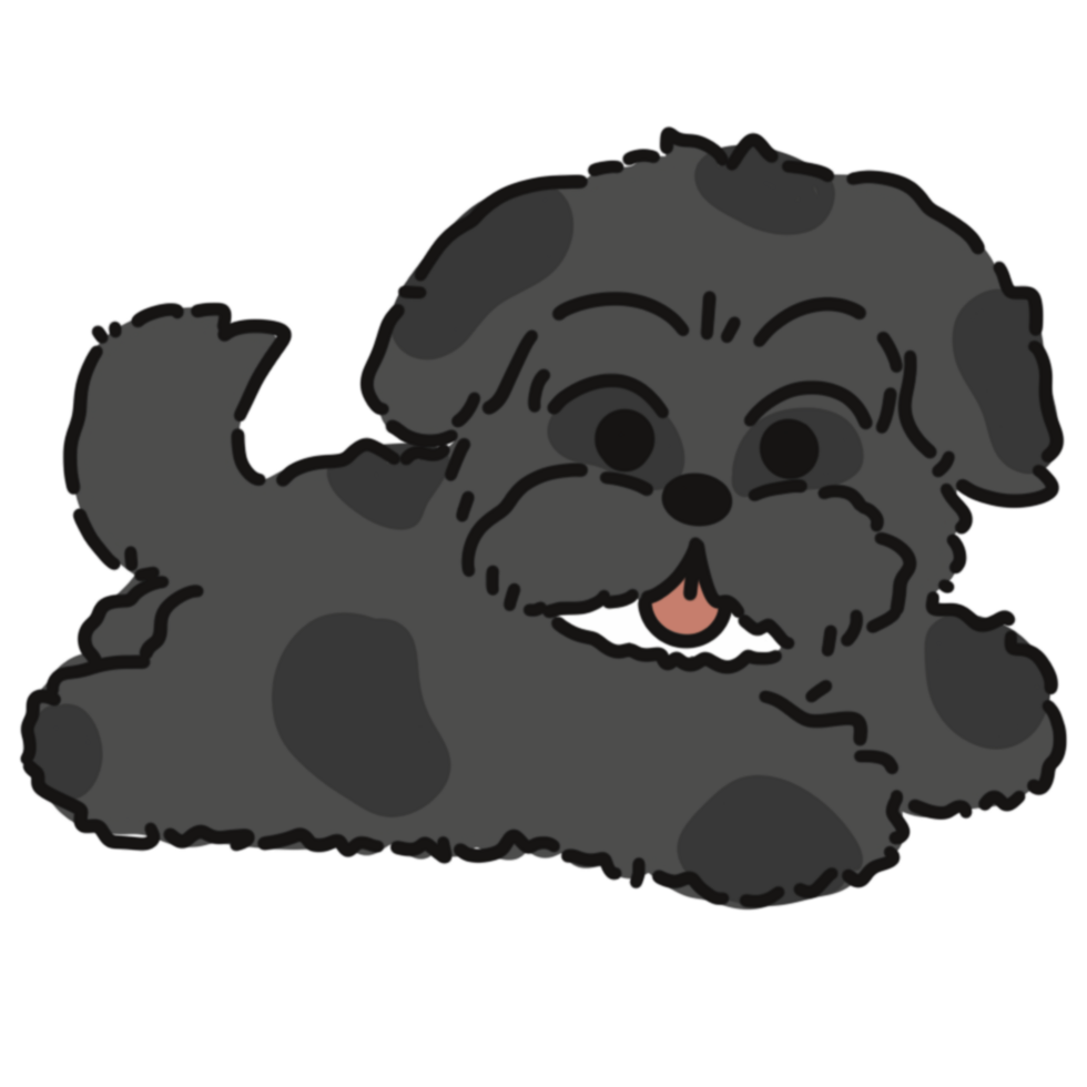 Cute black dog illustration png