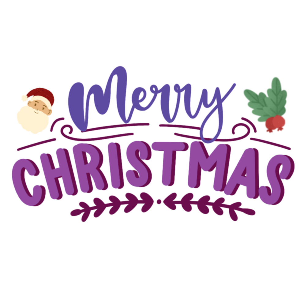 Merry Christmas lettering cute png