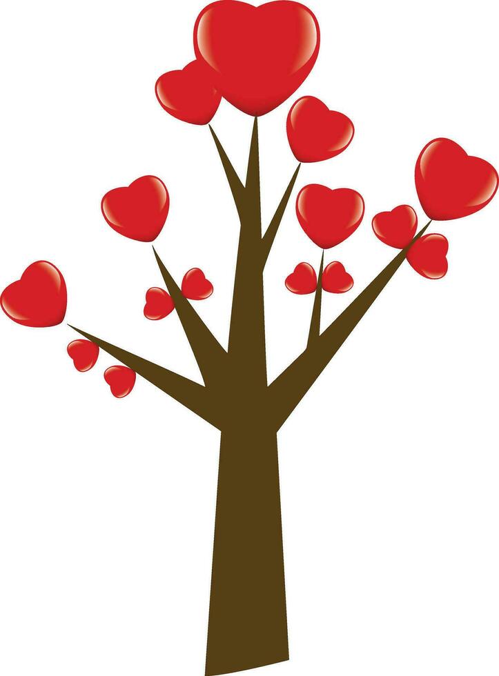 árbol diseño con en forma de corazon frutas- vector