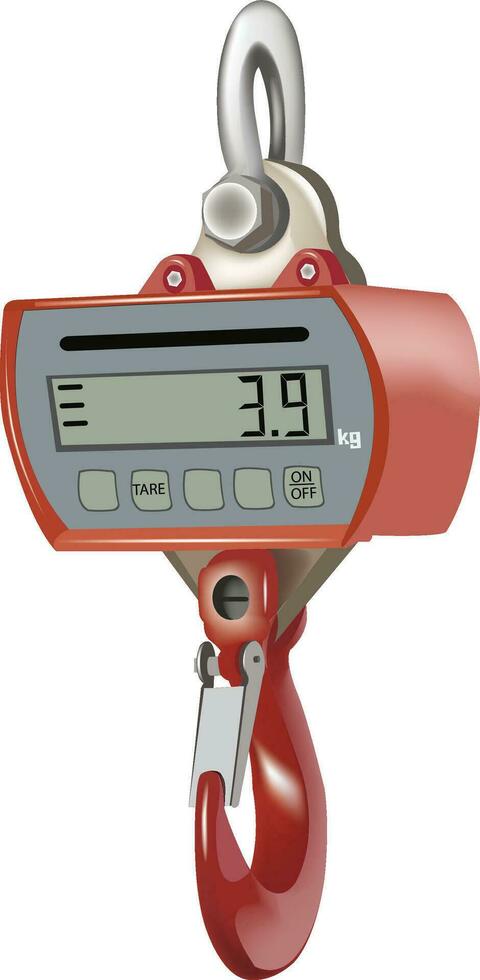crane scale with hook for lifting with weight indication vector