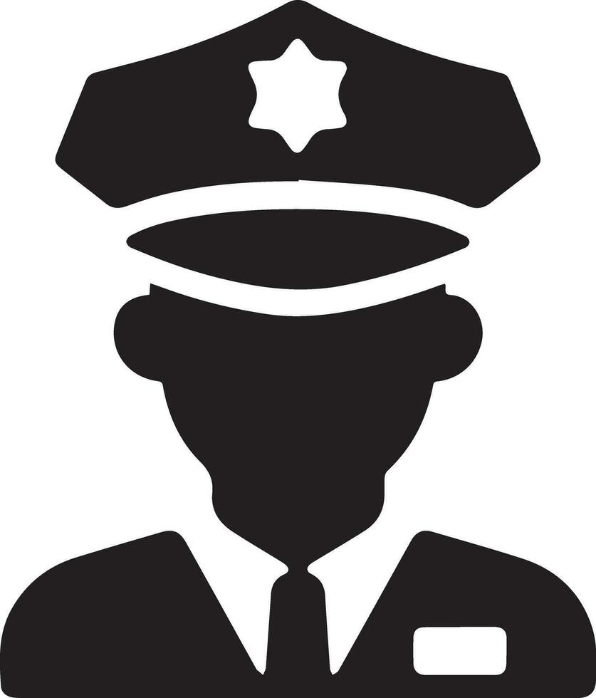 mínimo policía icono vector silueta, blanco fondo, llenar con negro 21