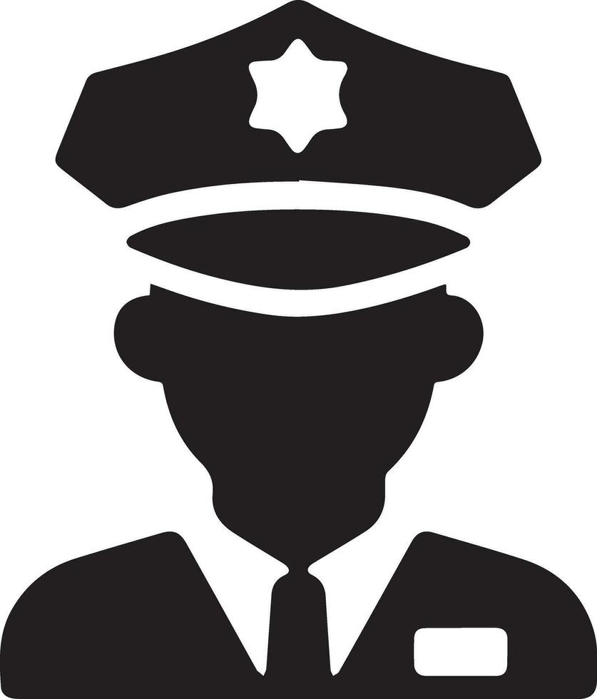 Minimal Police icon vector silhouette, white background, fill with black 21