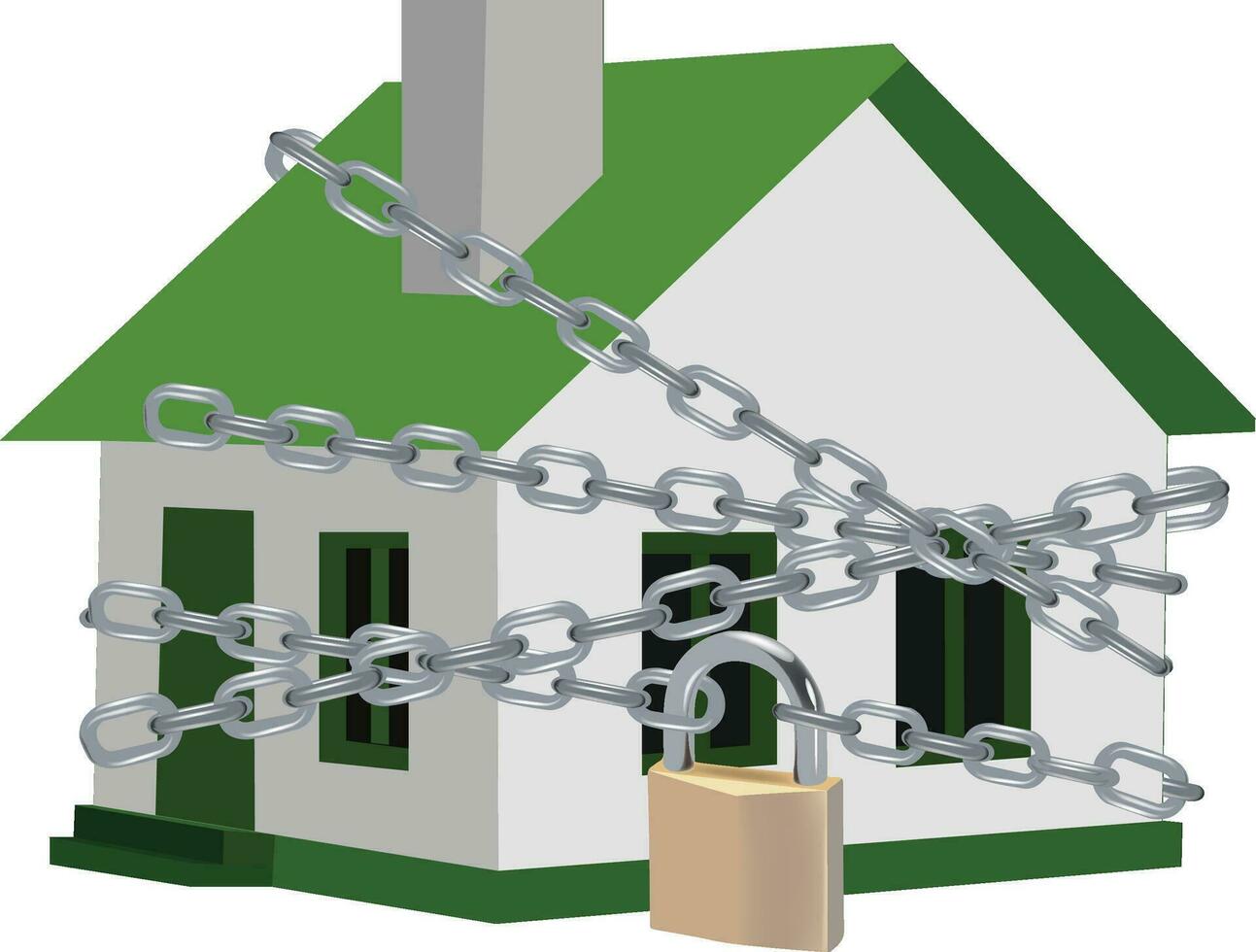 single house closed with padlock- vector