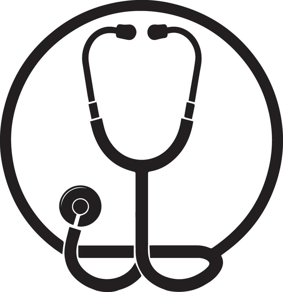 minimal Stethoscope vector silhouette black color white background