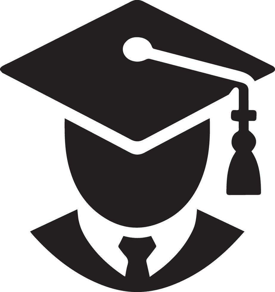 Flat, minimal Graduation hat icon vector silhouette white background 9