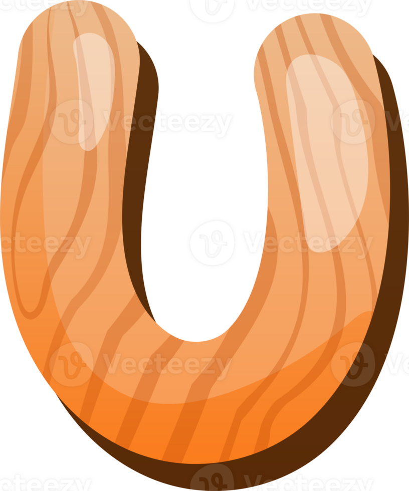 Wooden Alphabet Cute Letter U png