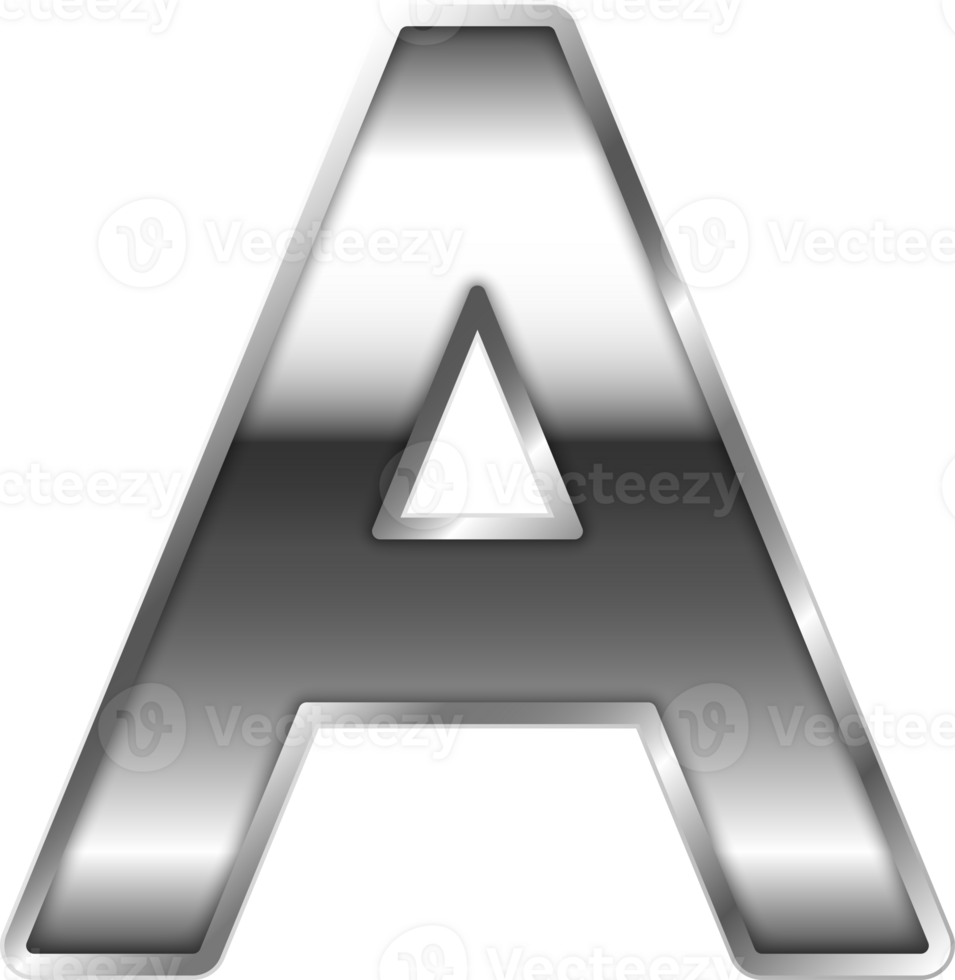 Silver Shiny Metal Alphabet Letter A png