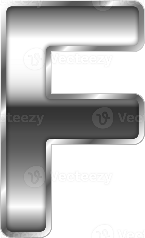 Silver Shiny Metal Alphabet Letter F 36004896 PNG