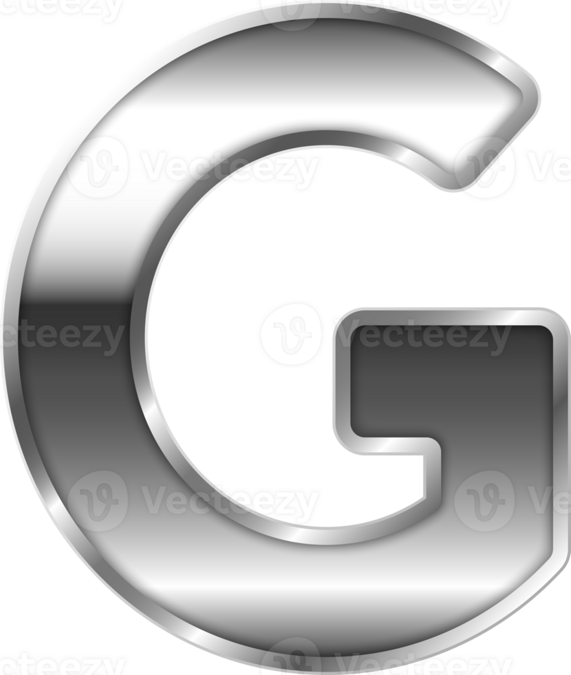 Silver Shiny Metal Alphabet Letter G png