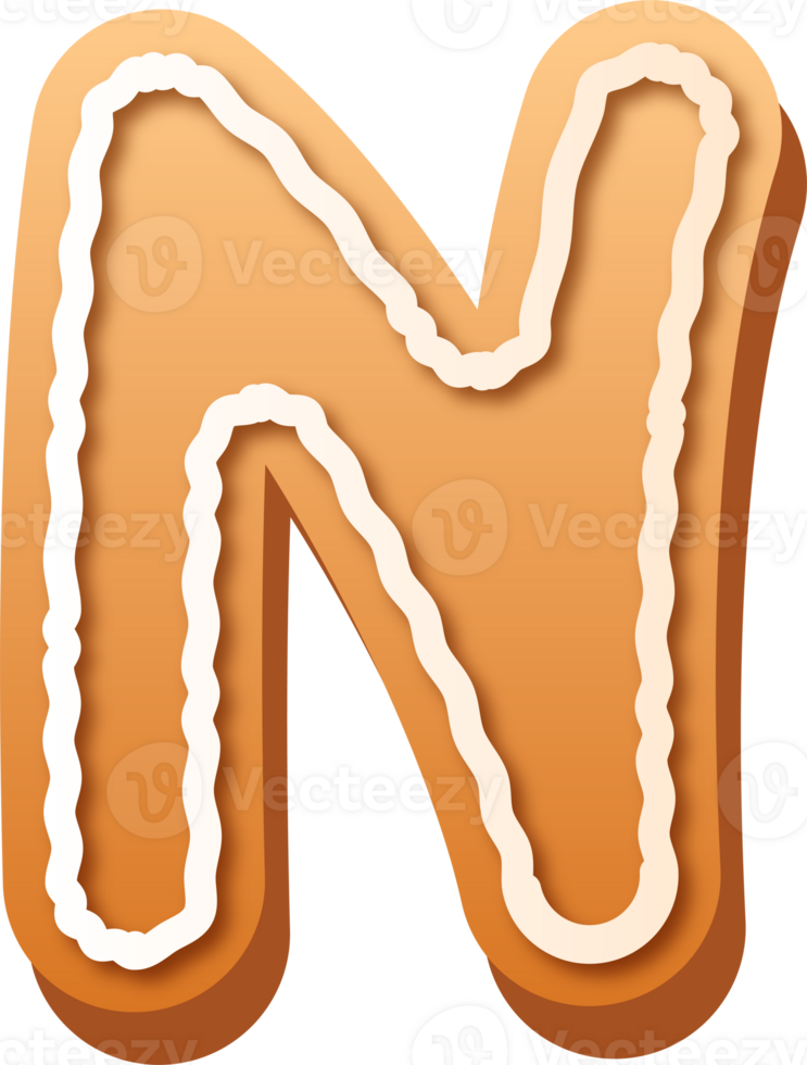 Alphabet Letter N Gingerbread Cookie png