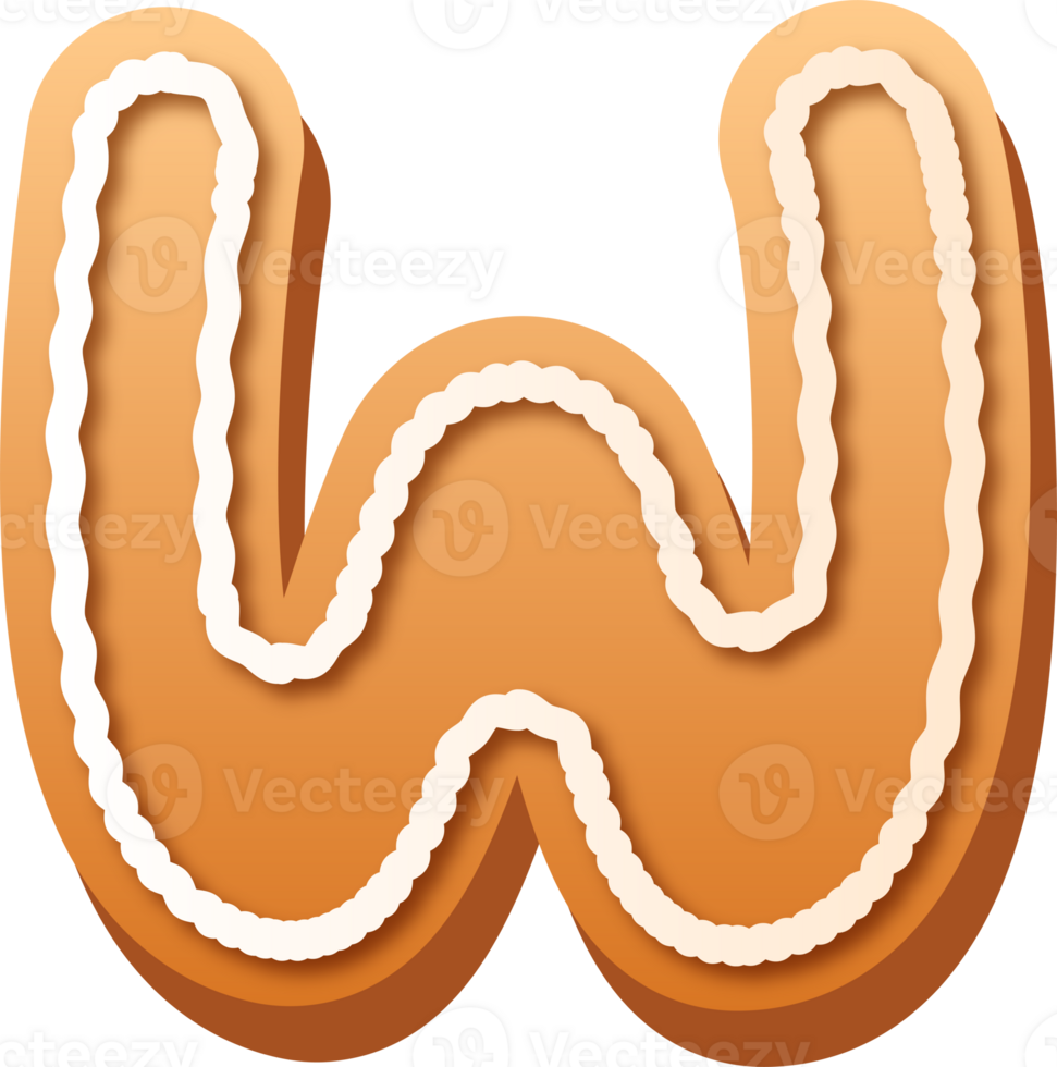 Alphabet Letter W Gingerbread Cookie png