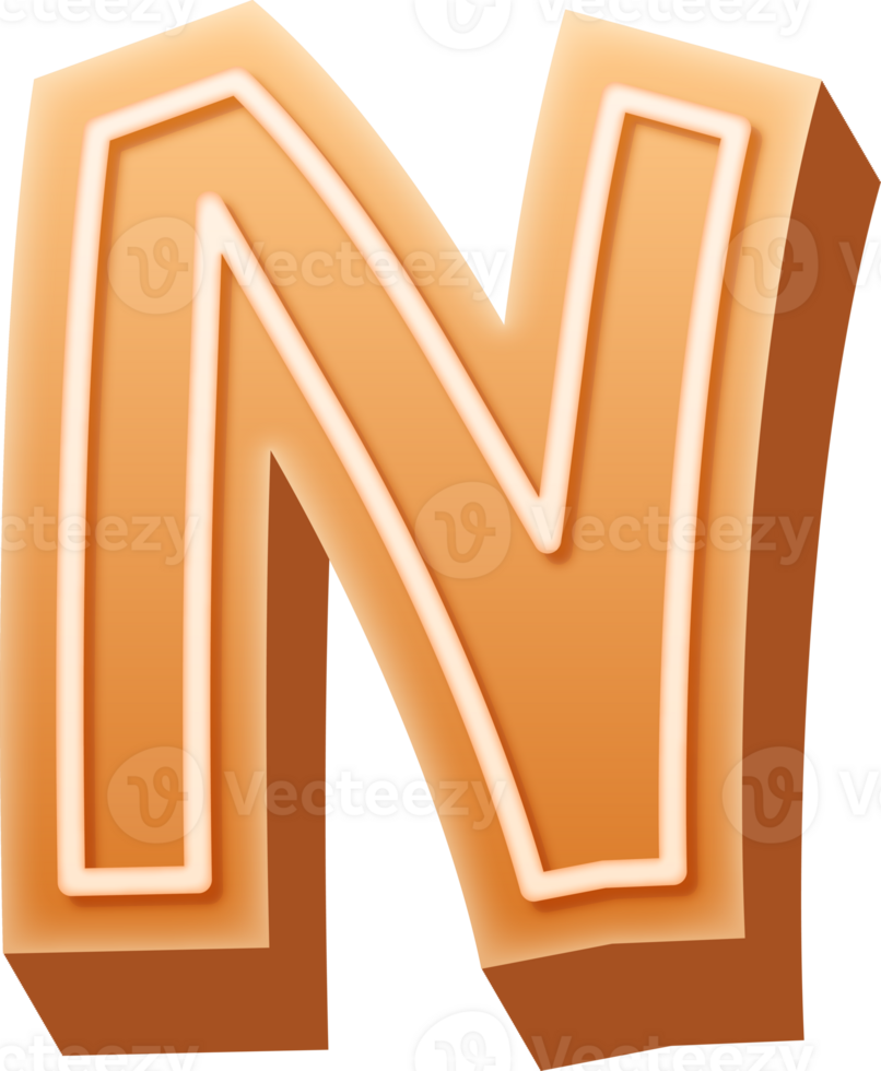 Gingerbread Alphabet Letter N png