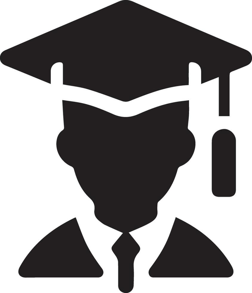 Flat, minimal Graduation hat icon vector silhouette white background 23