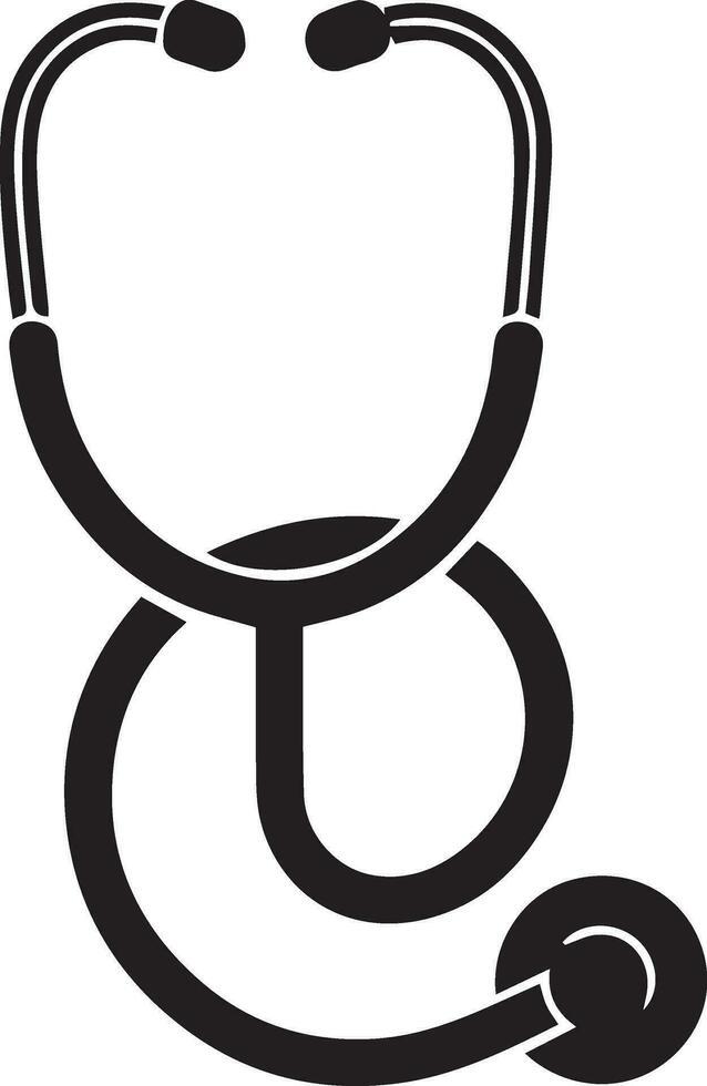 minimal Stethoscope vector silhouette black color white background 3