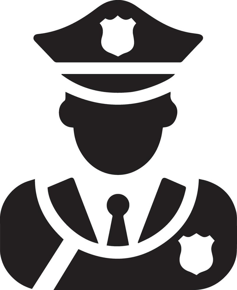 Minimal Police icon vector silhouette, white background, fill with black 10