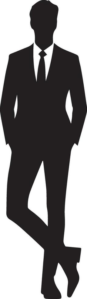 Business man pose vector silhouette black color 6
