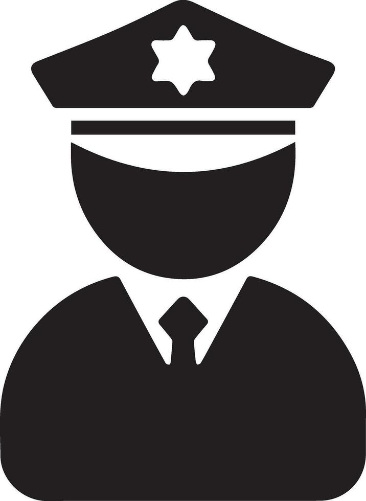Minimal Police icon vector silhouette, white background, fill with black