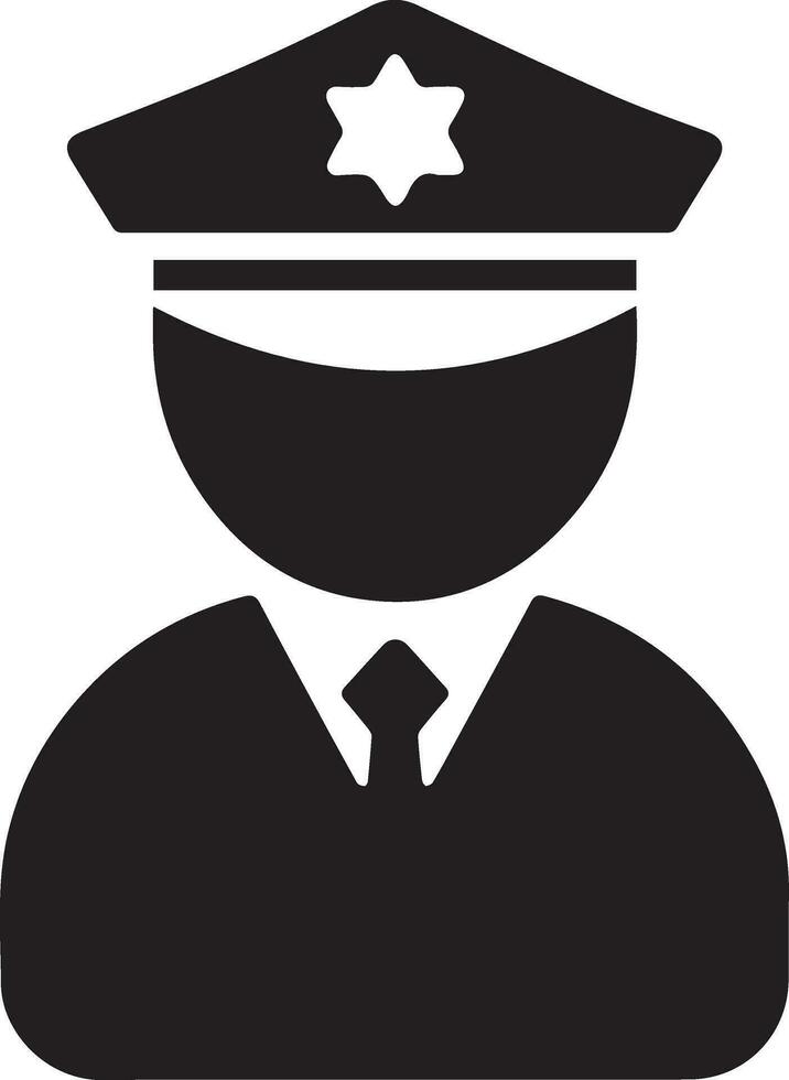 Minimal Police icon vector silhouette, white background, fill with black