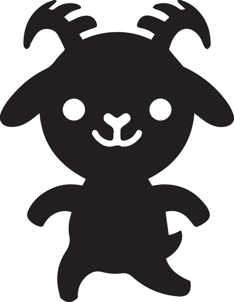 minimal funny goat character vector silhouette, black color silhouette, white background 20