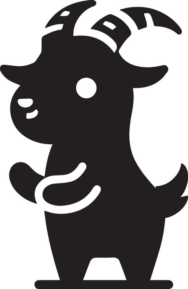 minimal funny goat character vector silhouette, black color silhouette, white background 17