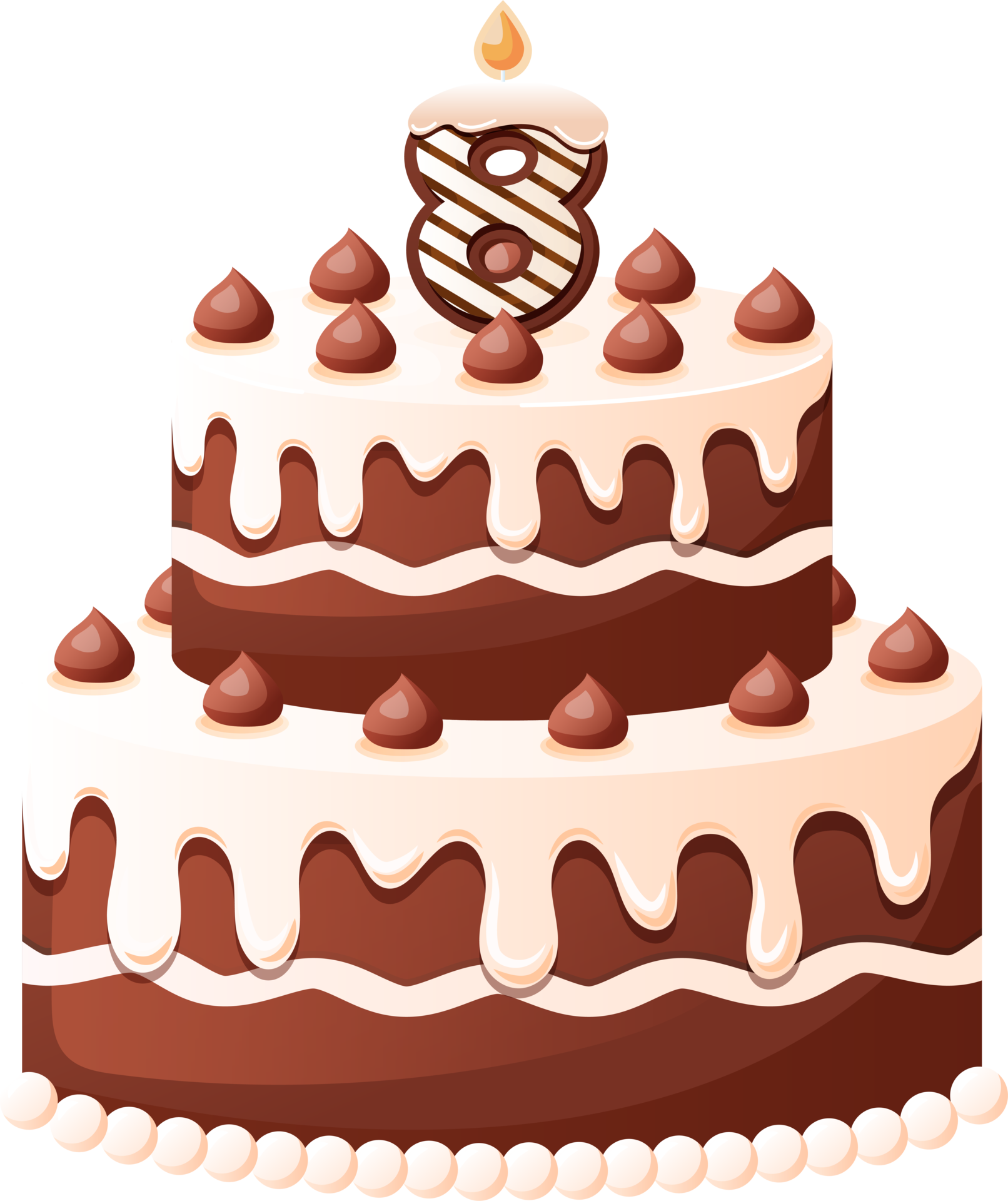 Chocolate Birthday Cake With Candle Number 8 36005072 PNG
