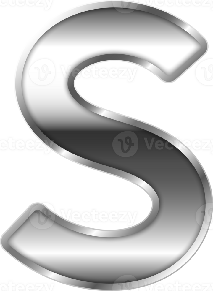 Silver Shiny Metal Alphabet Letter S png