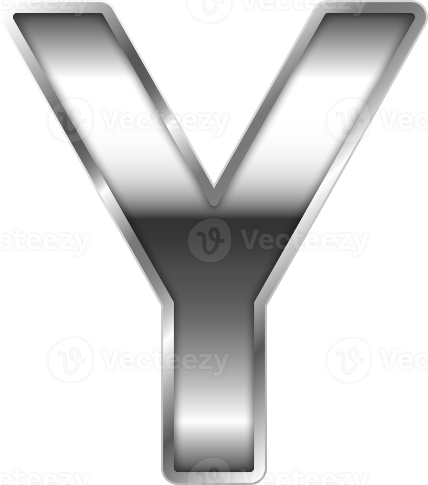 Silver Shiny Metal Alphabet Letter Y png