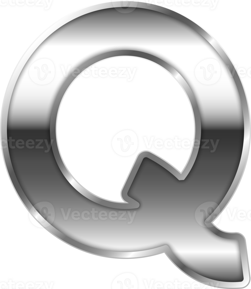 Silver Shiny Metal Alphabet Letter Q png