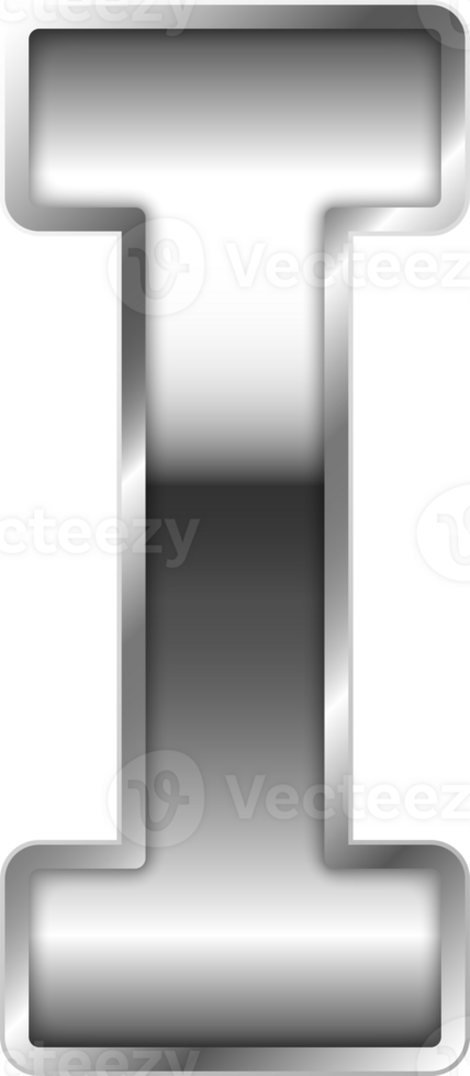 Silver Shiny Metal Alphabet Letter I png