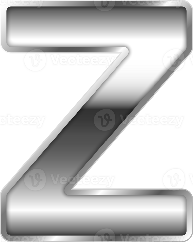 Silver Shiny Metal Alphabet Letter Z png