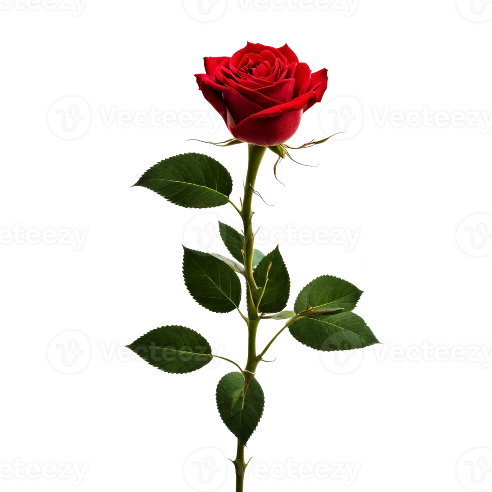 AI generated Red rose flower on transparent background. png
