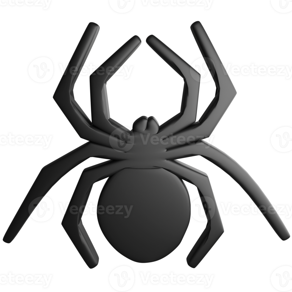 Spider clipart flat design icon isolated on transparent background, 3D render Halloween concept png