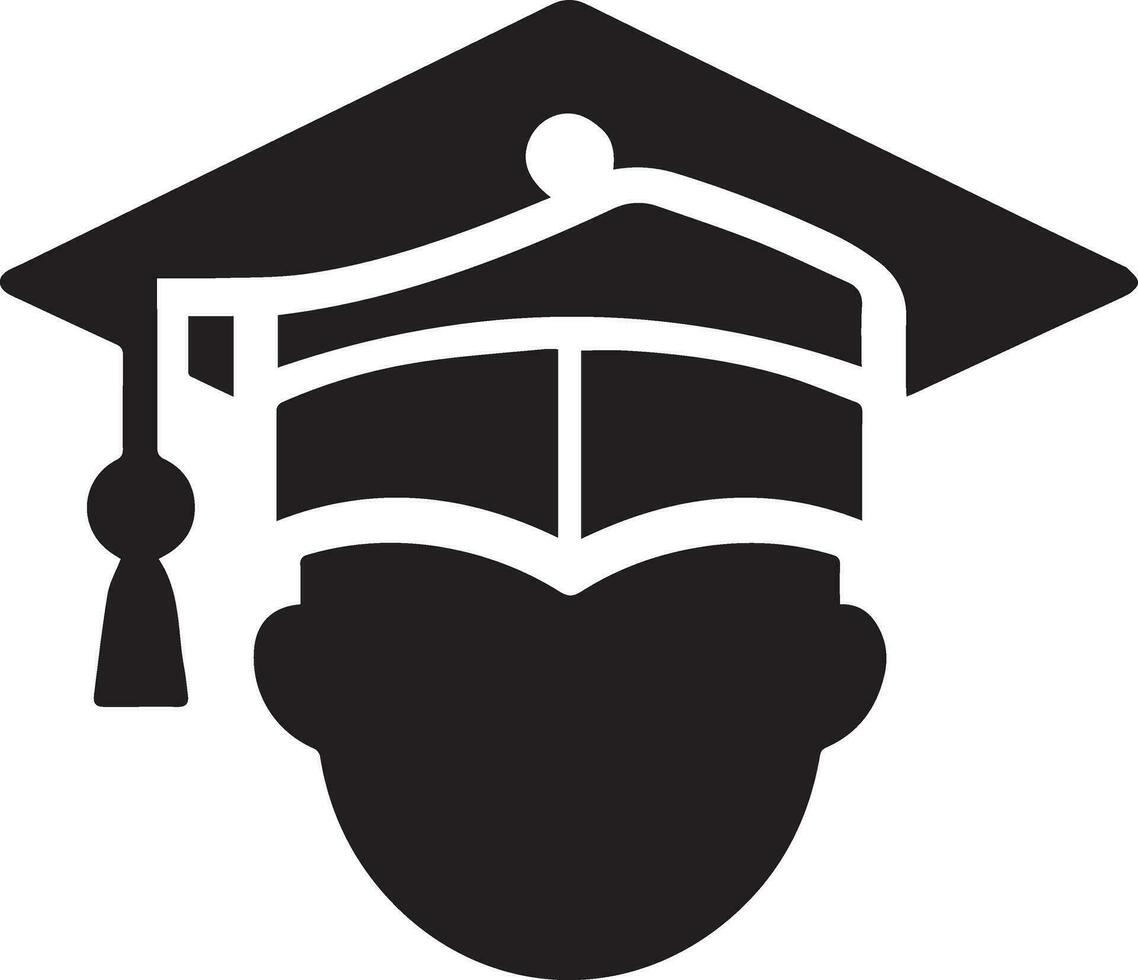 Flat, minimal Graduation hat icon vector silhouette white background 21