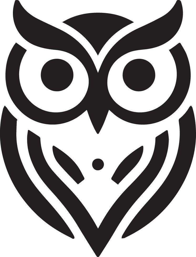 Owl Tattoo vector art illustration black color, Owl vector silhouette black color