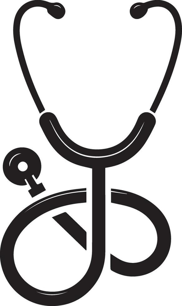 minimal Stethoscope vector silhouette black color white background 2