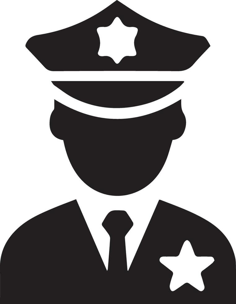 mínimo policía icono vector silueta, blanco fondo, llenar con negro 18