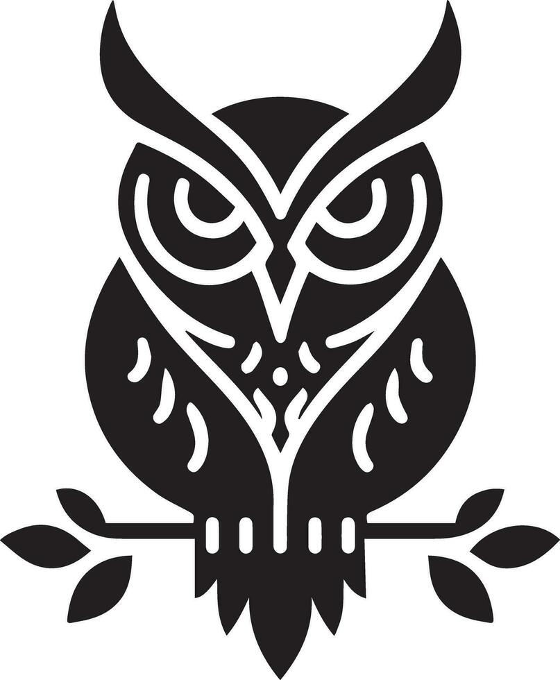 Owl Tattoo vector art illustration black color, Owl vector silhouette black color