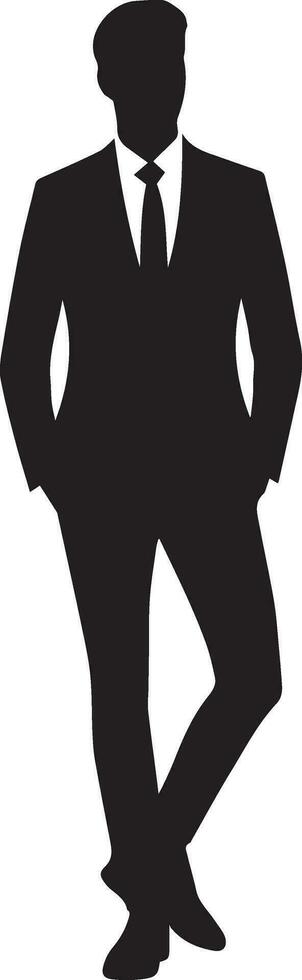 Business man pose vector silhouette black color 5