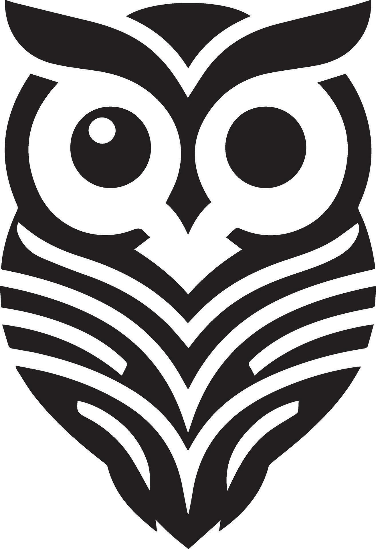 Owl Tattoo vector art illustration black color, Owl vector silhouette