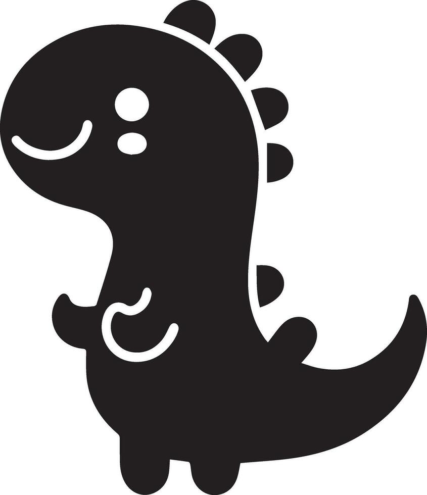 minimal Funny cartoon dinosaur vector silhouette, silhouette, black color, white background 4