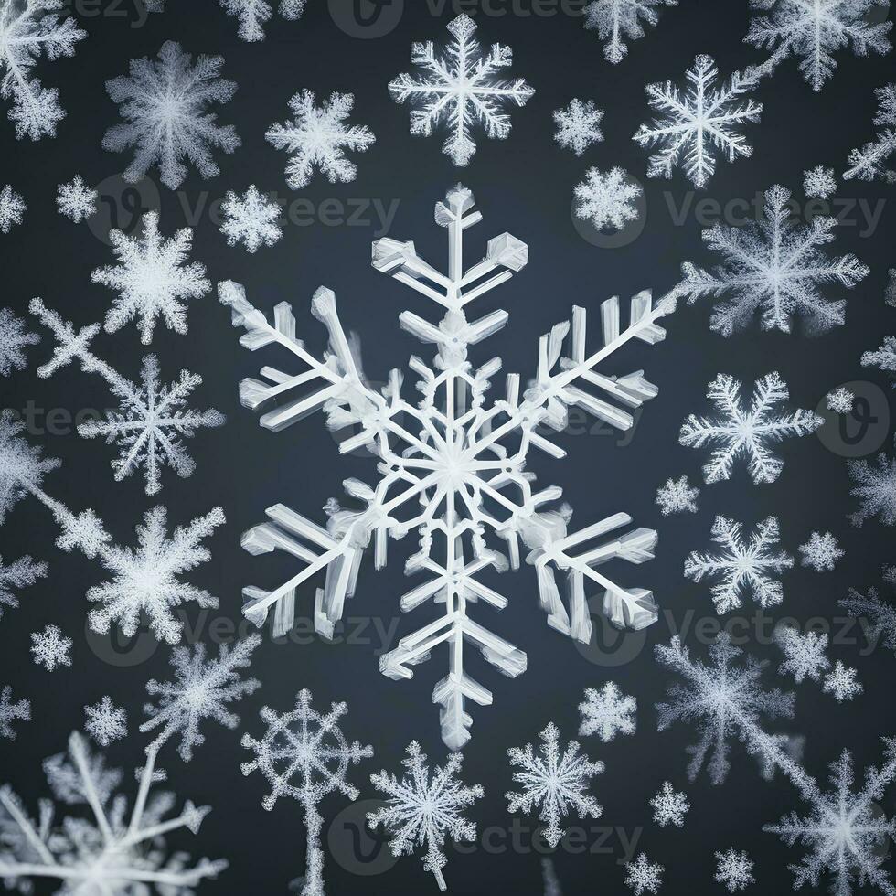 AI generated snowflakes on a black background photo