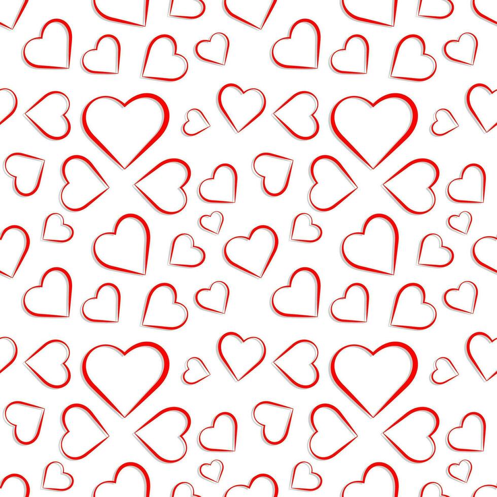 rojo amor corazón con resumido estilo en blanco color antecedentes. sin costura modelo diseño modelo vector