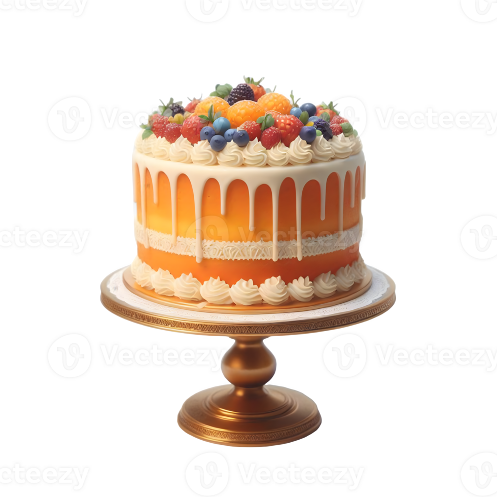 AI generated Isolated Orange Fruit Cake Transparent Background, PNG Format, Generative AI