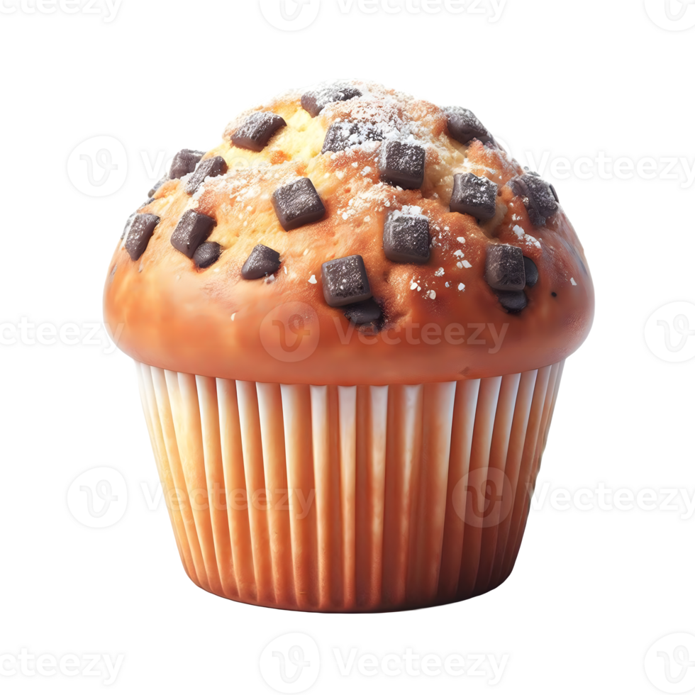 AI generated Isolated choco chip muffin Transparent Background, PNG Format, Generative AI