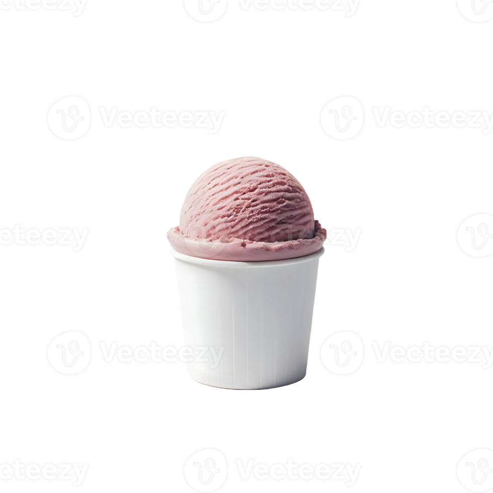 AI generated Isolated Black current flavor ice cream cup Transparent Background, PNG Format, Generative AI